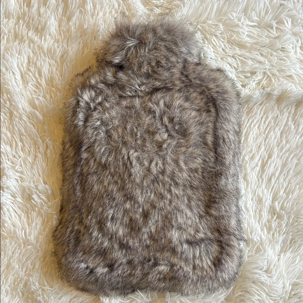 Faux Fur Hot Water Bottle in Beige Gray and Brown blend fur cover - Picture 2 of 7
